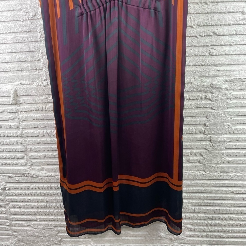 Max Studio London Sleeveless Midi Dress Silky Flowy V-Neck Multi Color Stripe S - Picture 6 of 16
